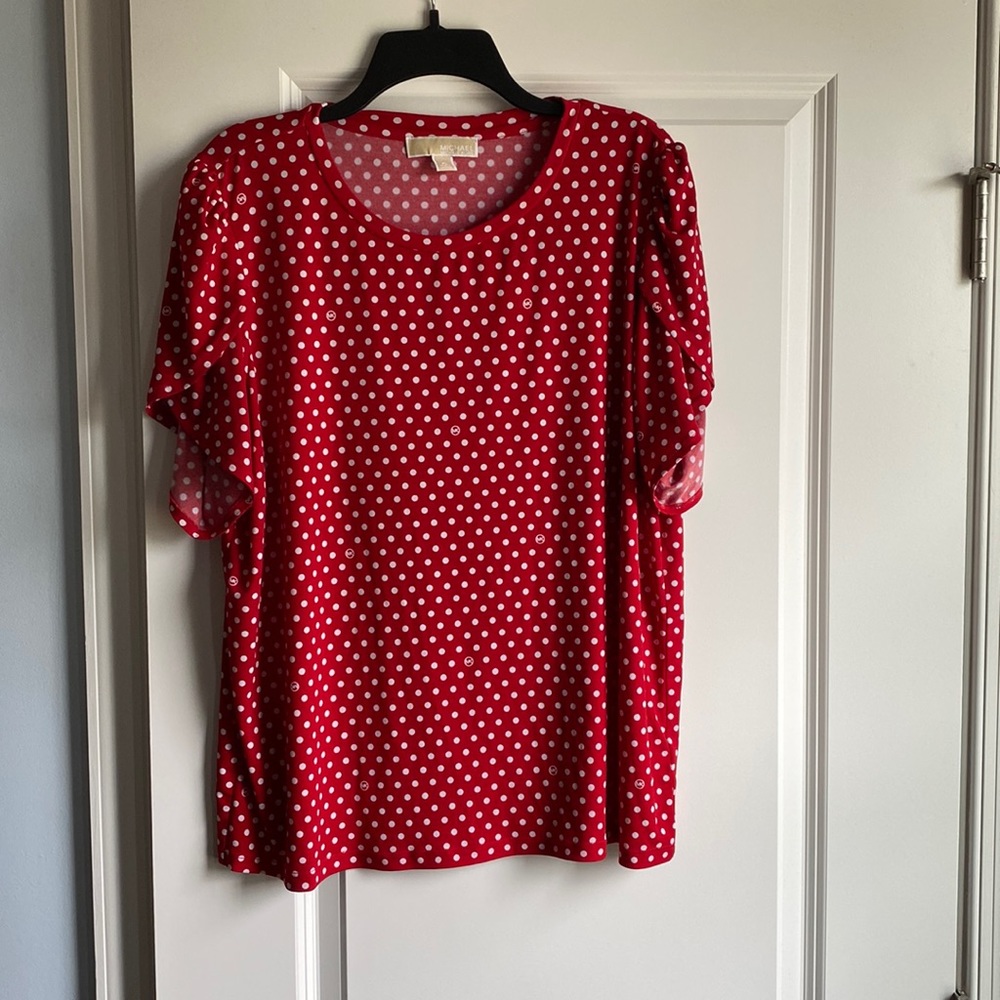 Michael Kors women’s blouse. Red with white dots. Size XL
